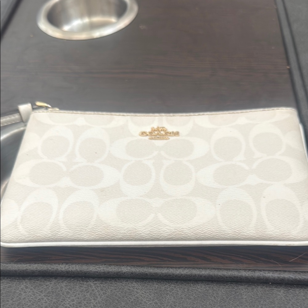 Coach Signature White Wristlet